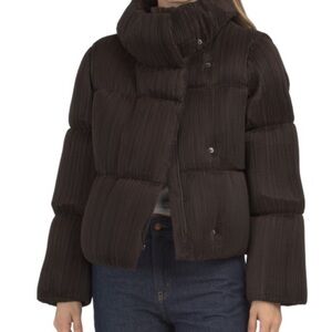 ANNE KLEIN Short Pleated Puffer Coat